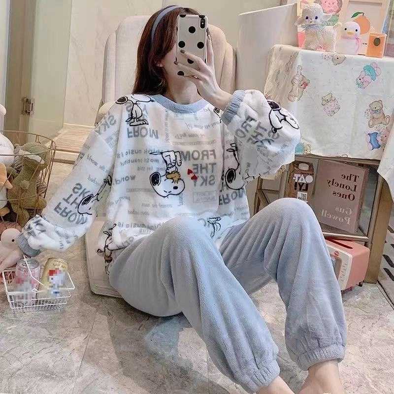 Flannel Women Pajamas Sets New 2024 Autumn Winter Warm Thick Coral Velvet Long Sleeve Cartoon Sleepwear Home Pijamas Set Girl - Image 29