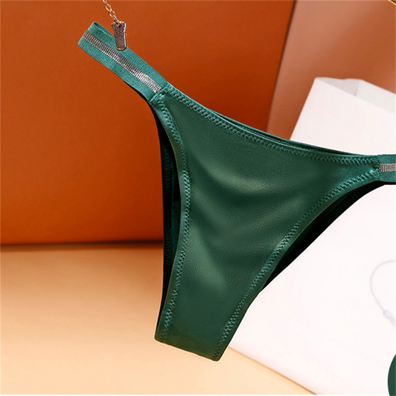 European and American Sexy Seamless Underwear Women's Pure Desire Mid-Waist Ice Silk Bikini Hip Lifting Triangle Underwear No Feeling Comfortable Cotton Crotch - Image 12
