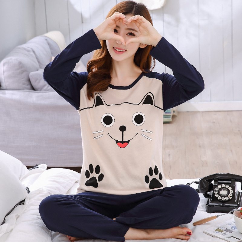 Spring and Autumn Cartoon Long Sleeve Pajamas Women's Trousers Large Size Cute Women's Winter Homewear Suit - Image 13