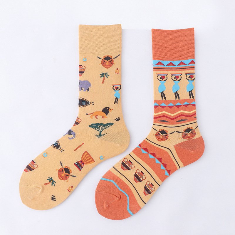 Mid-Calf AB Socks Men and Women Ins Trendy Socks Cartoon Street Cool European and American Version Cotton Socks Fashion Brand Fashionable Asymmetric Socks - Image 11