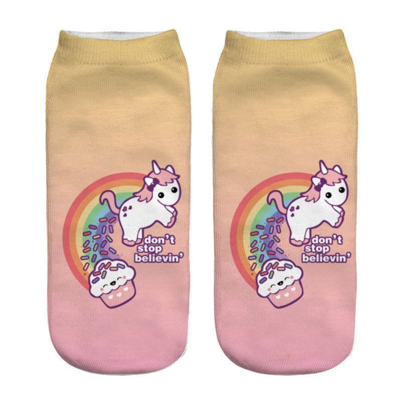 3D Digital Printing Socks Unicorn Unicorn Animal Expression Emoji Personality Boat Socks Women's Short Socks - Image 14