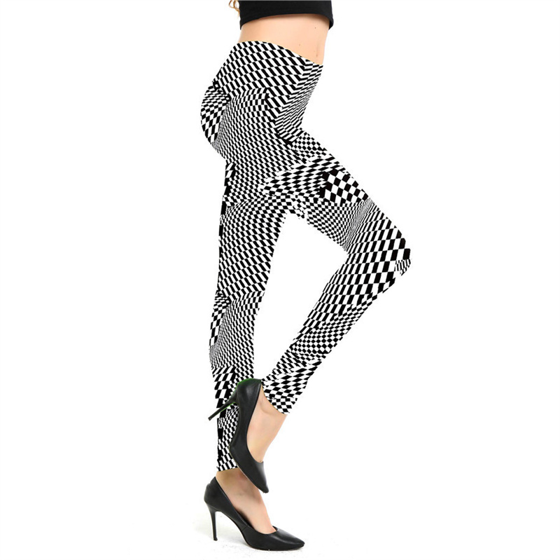 Amazon New European and American Striped Plaid Printed Yoga Pants Women's High Waist Slimming Leggings Yiwu Stall Wholesale - Image 7