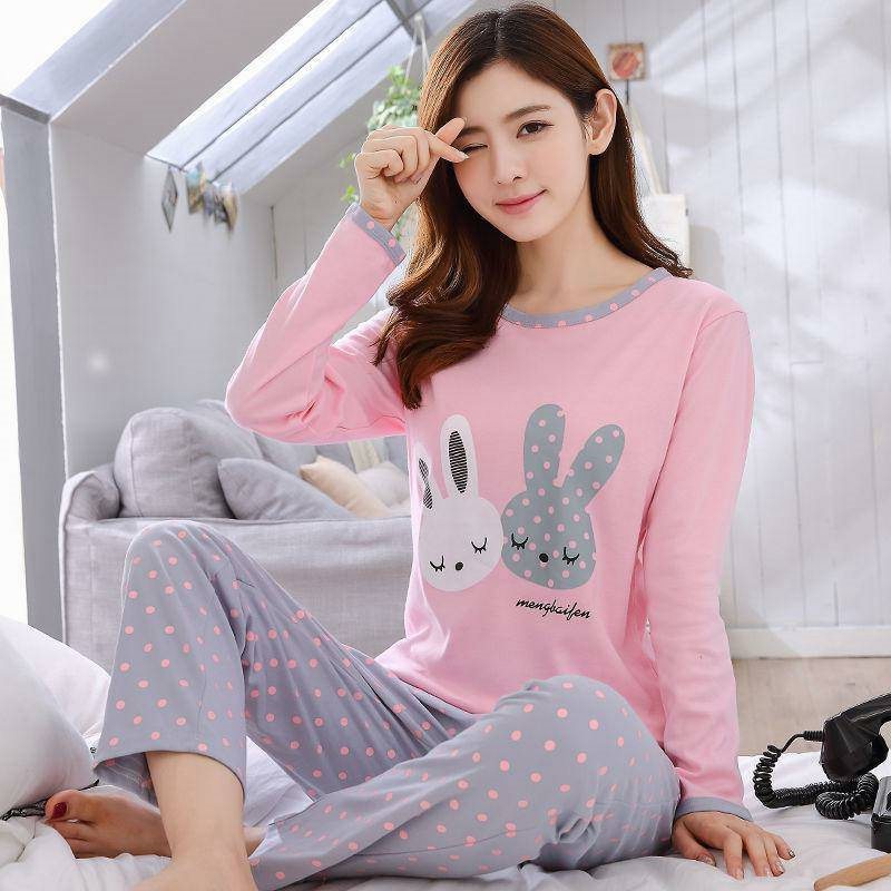 Spring and Autumn Cartoon Long Sleeve Pajamas Women's Trousers Large Size Cute Women's Winter Homewear Suit - Image 14