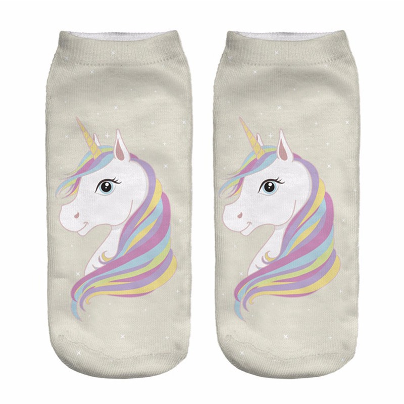 3D Digital Printing Socks Unicorn Unicorn Animal Expression Emoji Personality Boat Socks Women's Short Socks - Image 15