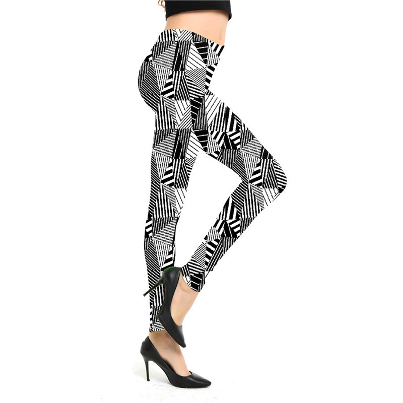Amazon New European and American Striped Plaid Printed Yoga Pants Women's High Waist Slimming Leggings Yiwu Stall Wholesale - Image 17