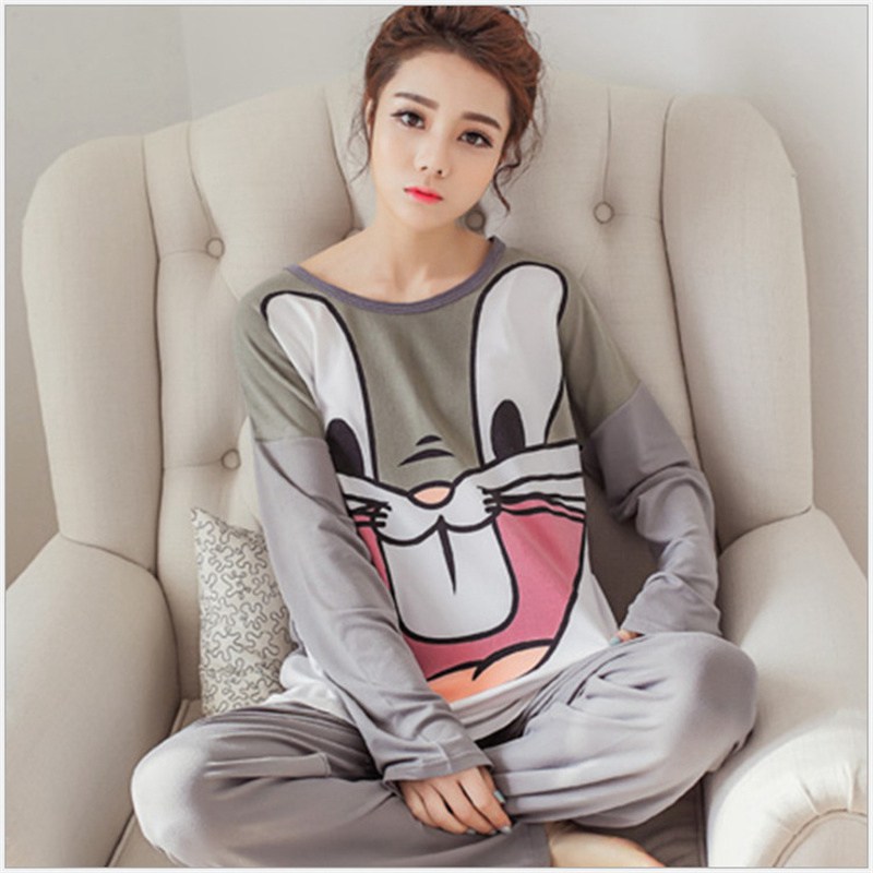 Spring and Autumn Cartoon Long Sleeve Pajamas Women's Trousers Large Size Cute Women's Winter Homewear Suit - Image 15