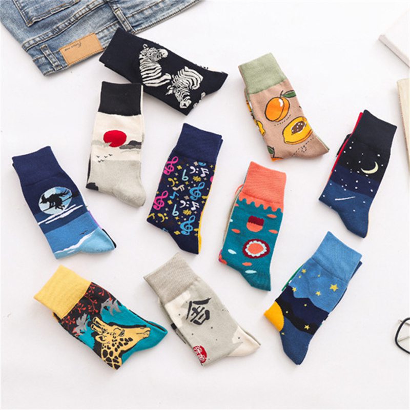 Mid-Calf AB Socks Men and Women Ins Trendy Socks Cartoon Street Cool European and American Version Cotton Socks Fashion Brand Fashionable Asymmetric Socks - Image 9