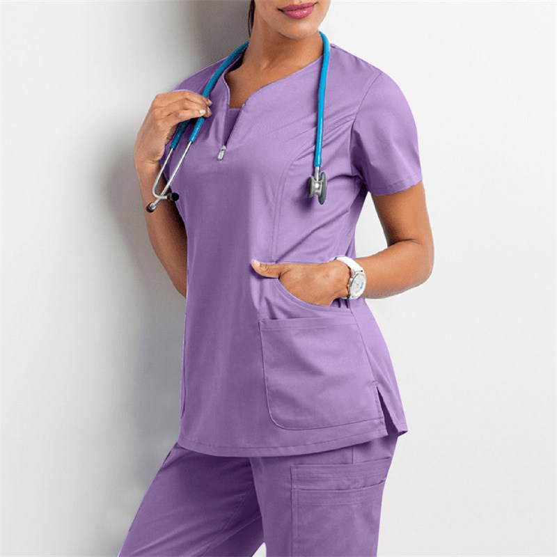 Amazon Operating Room Short Sleeve Hand Washing Suit Women's Jacket Short T Work Clothes Nurse Surgeon Disposable Protective Coveralls Work Clothes B - Image 16