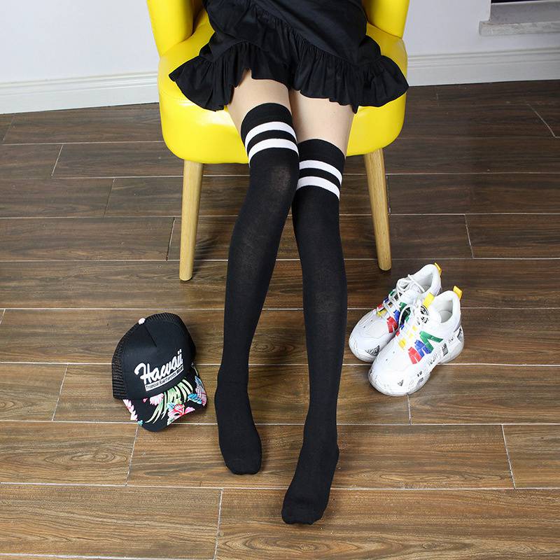 Student Spring and Autumn Knee Socks Stockings Twist Knitted Two-Bar Vertical Stripes Pile Style Japanese Thigh Stocking Female Korean Fashion - Image 17
