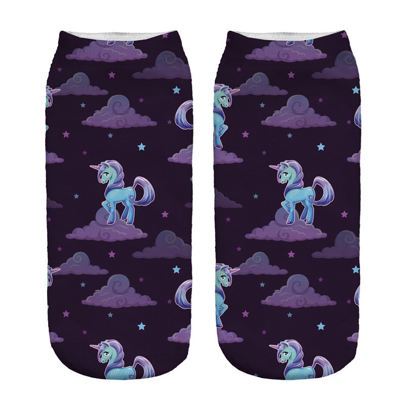 3D Digital Printing Socks Unicorn Unicorn Animal Expression Emoji Personality Boat Socks Women's Short Socks - Image 17