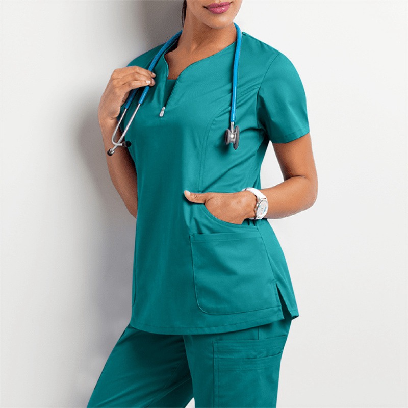 Amazon Operating Room Short Sleeve Hand Washing Suit Women's Jacket Short T Work Clothes Nurse Surgeon Disposable Protective Coveralls Work Clothes B - Image 17