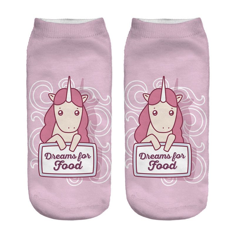 3D Digital Printing Socks Unicorn Unicorn Animal Expression Emoji Personality Boat Socks Women's Short Socks - Image 18