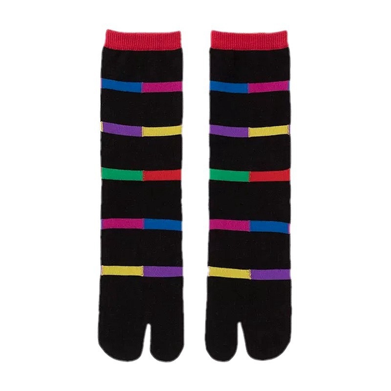 Japanese Multi-Color Jacquard Carrot Chestnut Flower Artistic Cute Two-Toe Socks Mid-Calf Tabi Toe Socks Trendy Socks - Image 24
