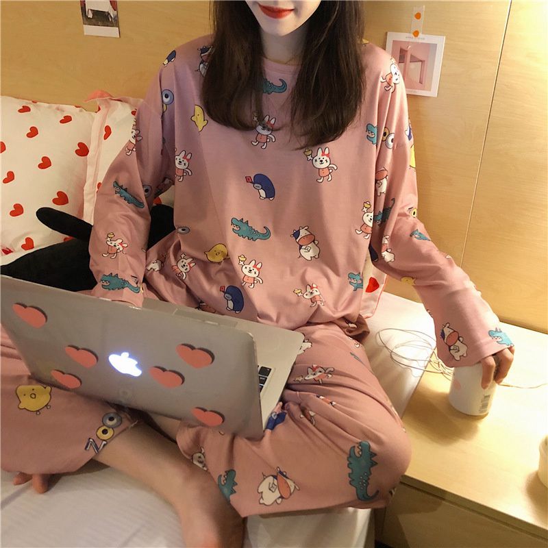Spring and Autumn Cartoon Long Sleeve Pajamas Women's Trousers Large Size Cute Women's Winter Homewear Suit - Image 18
