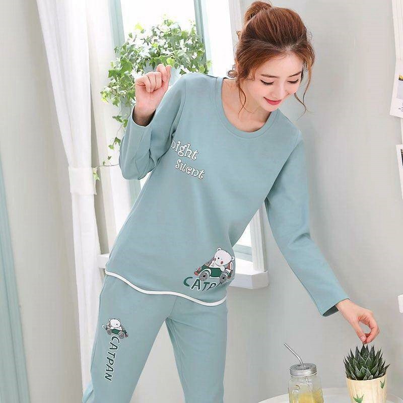 Spring and Autumn Cartoon Long Sleeve Pajamas Women's Trousers Large Size Cute Women's Winter Homewear Suit - Image 20