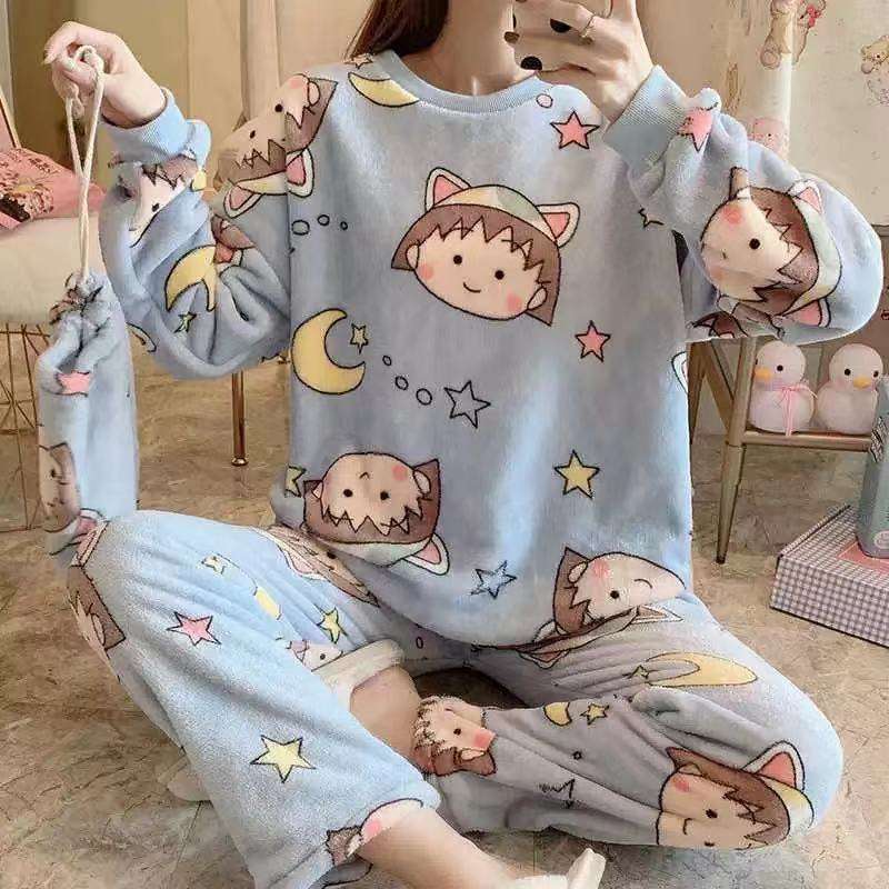 Flannel Women Pajamas Sets New 2024 Autumn Winter Warm Thick Coral Velvet Long Sleeve Cartoon Sleepwear Home Pijamas Set Girl - Image 21