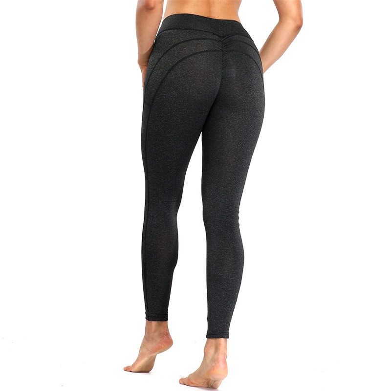 Europe and America Cross Border Products in Stock New Blended Solid Color Yoga Sports Fitness Leggings Cropped Pants for Women - Image 3