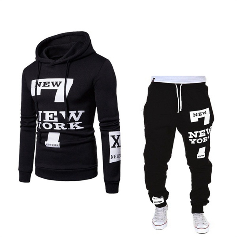 Wish Foreign Trade New Spring and Autumn Sweater Sweatpants Casual Sports Couple Suit Manufacturer First-Hand Hoodie Two-Piece Set Men - Image 3