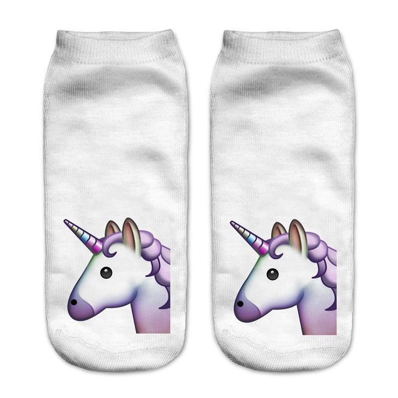 3D Digital Printing Socks Unicorn Unicorn Animal Expression Emoji Personality Boat Socks Women's Short Socks - Image 22