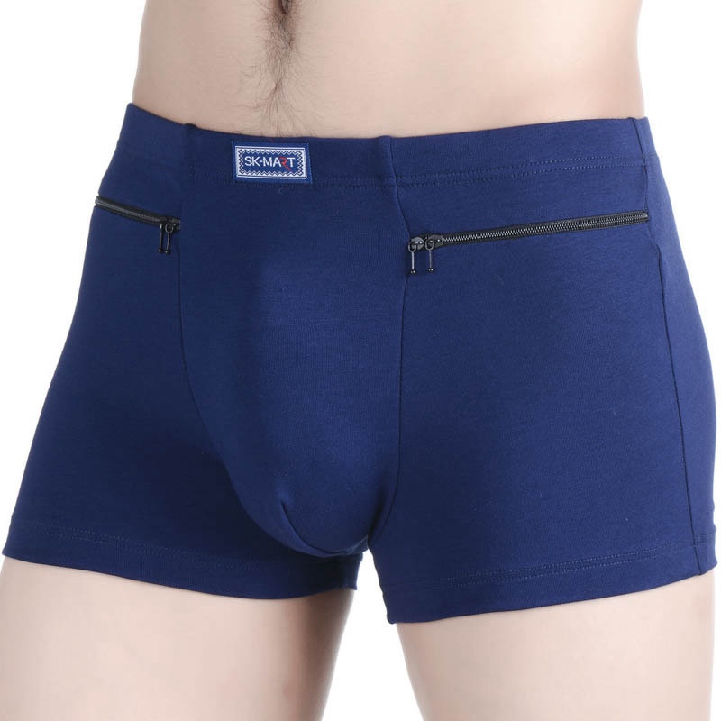 Men's Pockets Underwear Anti-theft Briefs Boxer Panties,two Zippers Pockets Cotton Underpants,mens Boxers Briefs,booty shorts - Image 3