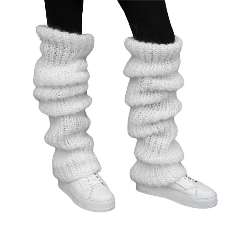 MXMA Women Casual Over Knee Stockings Winter Chunky Knitted Mohair Long Leg Warmers - Image 7