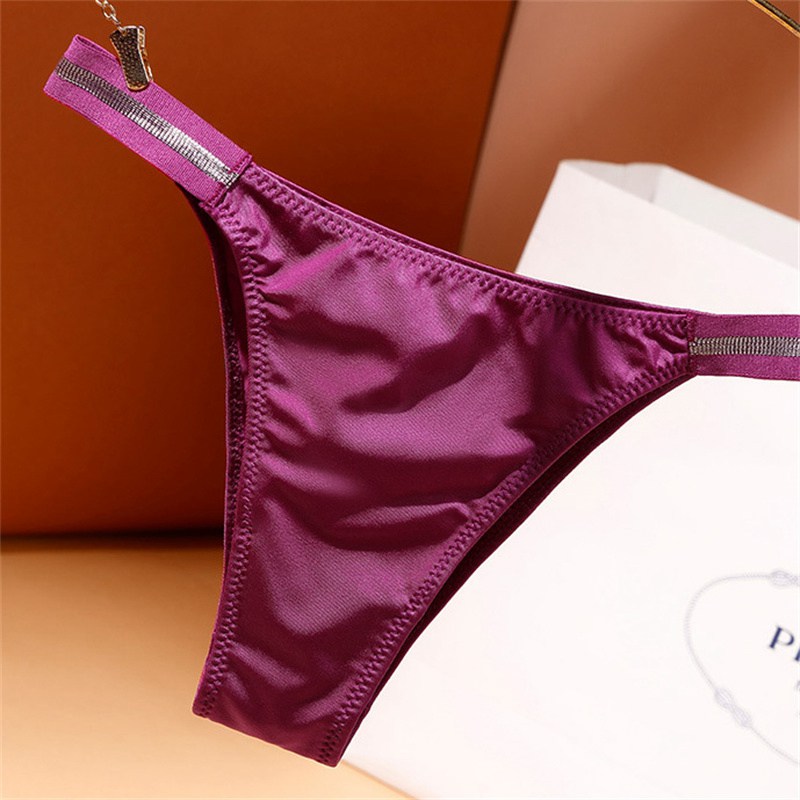 European and American Sexy Seamless Underwear Women's Pure Desire Mid-Waist Ice Silk Bikini Hip Lifting Triangle Underwear No Feeling Comfortable Cotton Crotch - Image 13