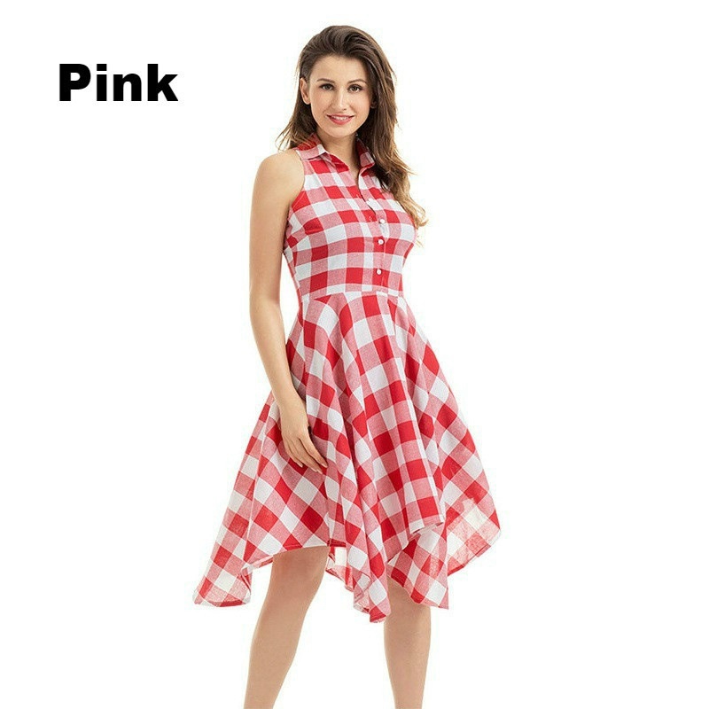 Short Autumn and Winter Plaid Mid-Skirt Temperament Commute Lapel High Waist Strap Type Cotton Red round-Neck Shirt - Image 3