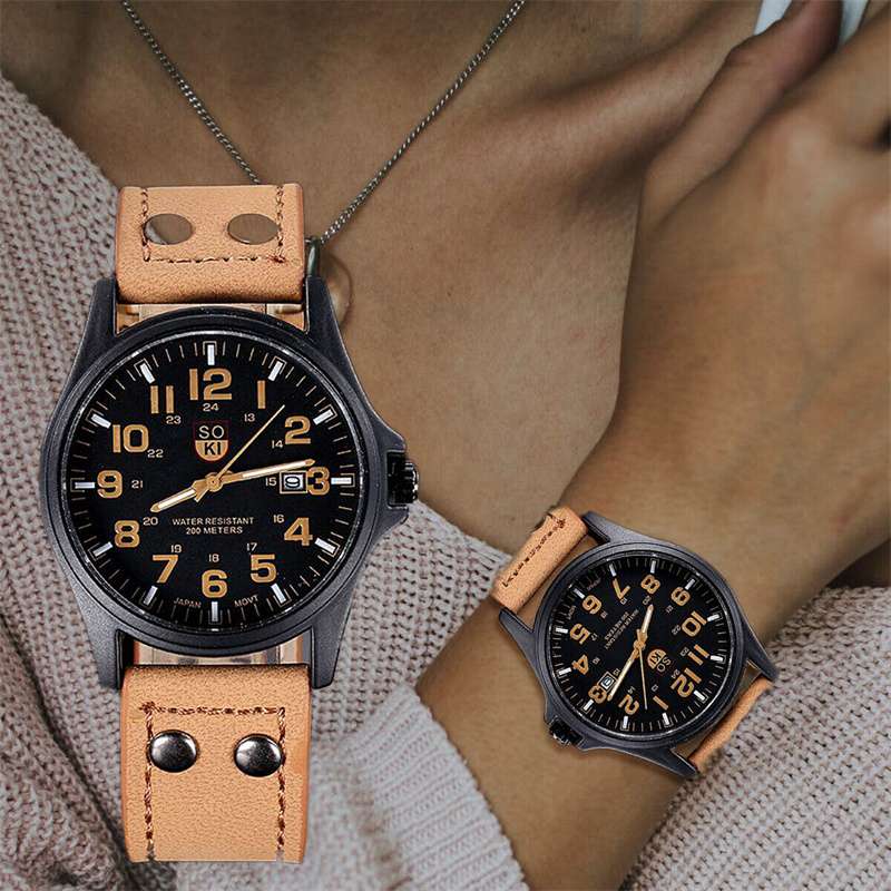 ZZ Men??s Military Leather Date Quartz Analog Army Casual Dress Wrist Watches UK - Image 7