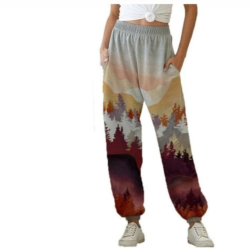 2024 Amazon Wish New Best Seller in Europe and America Girls Casual Trousers Fashion Loose Landscape Printing Pants - Image 3