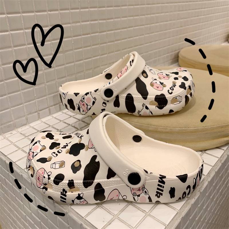 Hole Shoes Ins Girl's Heart Feeling of Shit Cute Cartoon Cow Toe Box Soft Bottom Thick Bottom for Outdoors Sandals Women's Summer - Image 18