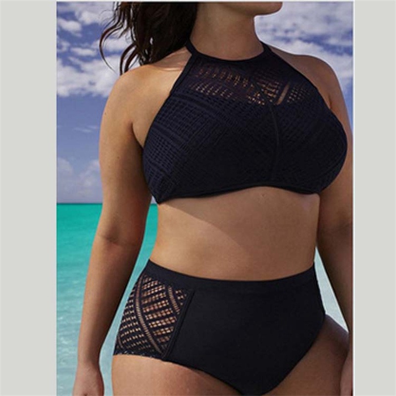 Amazon AliExpress Sexy Solid Color Halterneck with Suspenders plus Size Split Swimsuit Sc3308 Bikini European and American Swimsuit - Image 3