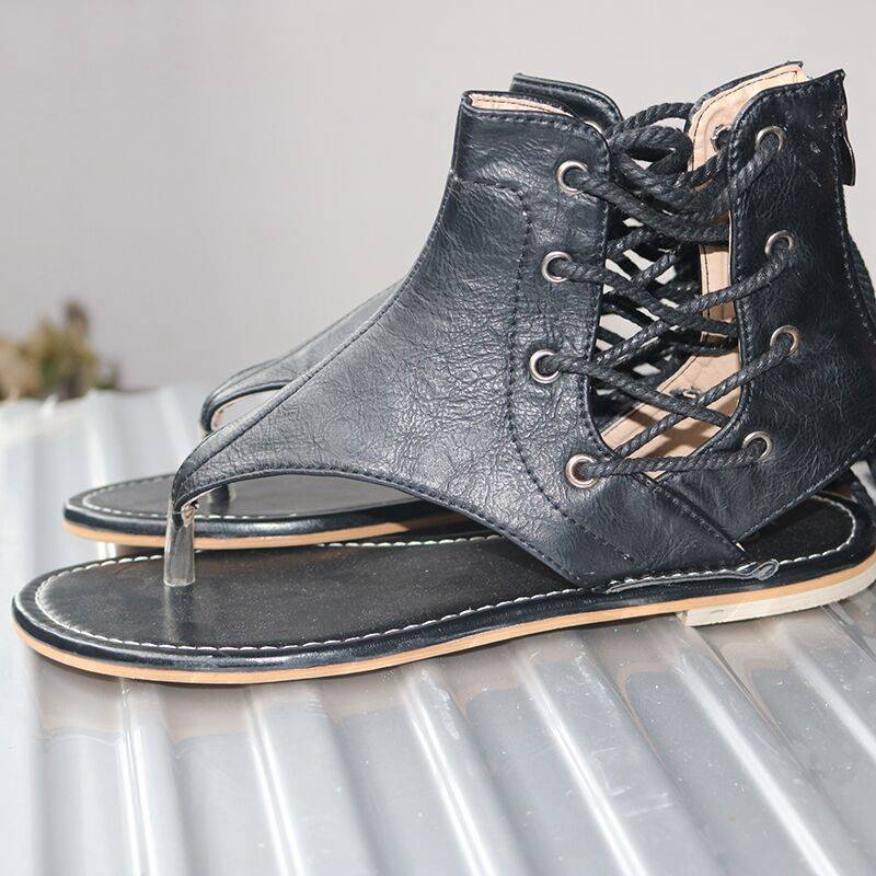 Spot Goods Juti Factory Wholesale 2024 Spring and Summer Foreign Trade Large Size Flat Bottom Lace-up Zip Women's Beach Sandals Women - Image 5