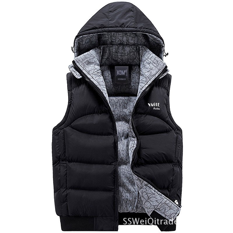 Cold-Resistant down Cotton Vest Men's Detachable Hat Sports Cotton Vest Thickened Men's Coat One Piece Dropshipping 8925 - Image 3