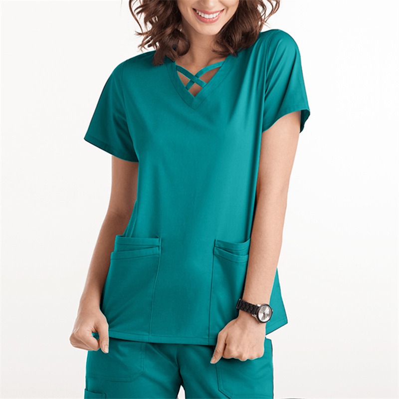 Amazon Operating Room Short Sleeve Hand Washing Suit Women's Jacket Short T Work Clothes Nurse Surgeon Disposable Protective Coveralls Work Clothes B - Image 25