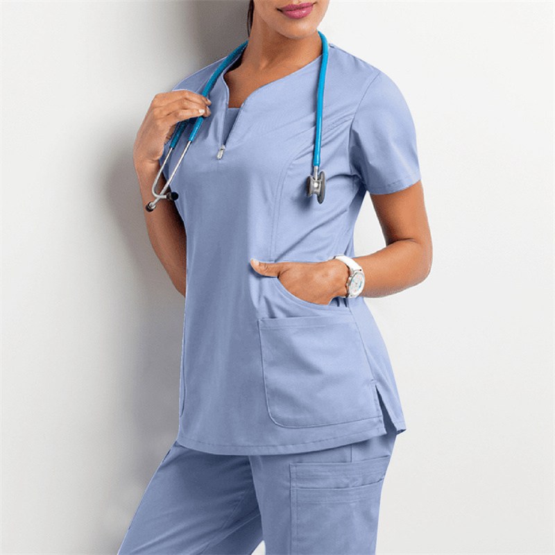 Amazon Operating Room Short Sleeve Hand Washing Suit Women's Jacket Short T Work Clothes Nurse Surgeon Disposable Protective Coveralls Work Clothes B - Image 26