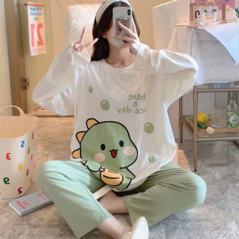 Spring and Autumn Cartoon Long Sleeve Pajamas Women's Trousers Large Size Cute Women's Winter Homewear Suit - Image 28