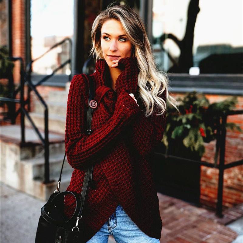 2024 Autumn Winter Sweater Ol Commuter Amazon Amazon Turtleneck Cardigan Solid Color Sweaters Women's Clothing One Piece Dropshipping - Image 28