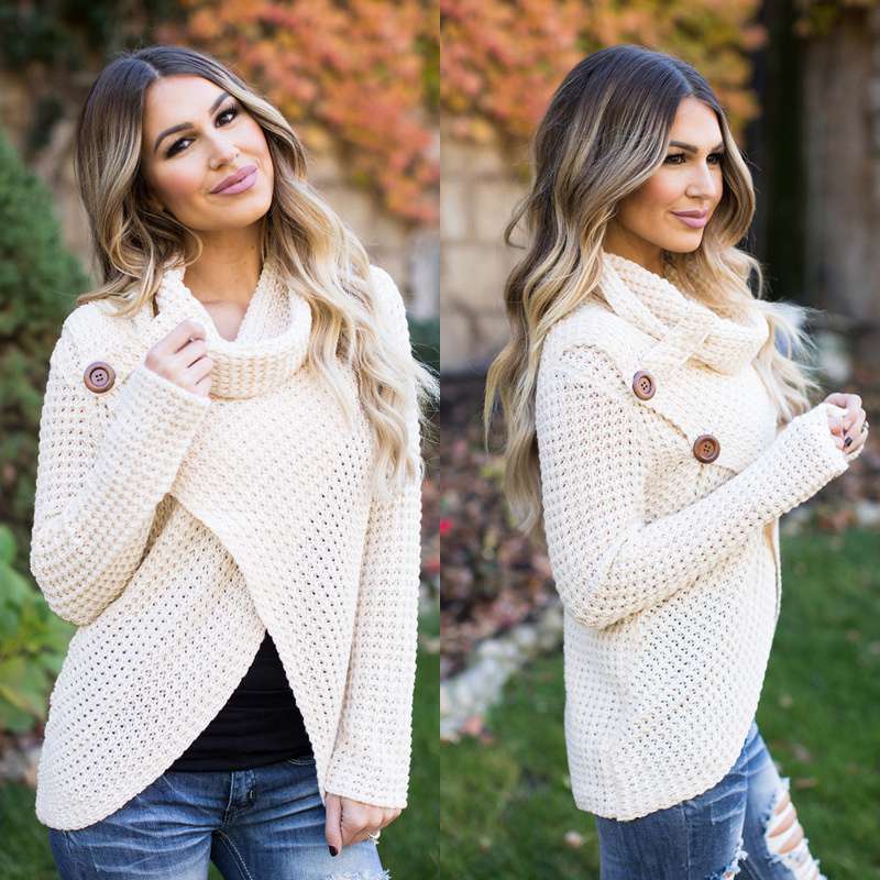 2024 Autumn Winter Sweater Ol Commuter Amazon Amazon Turtleneck Cardigan Solid Color Sweaters Women's Clothing One Piece Dropshipping - Image 29