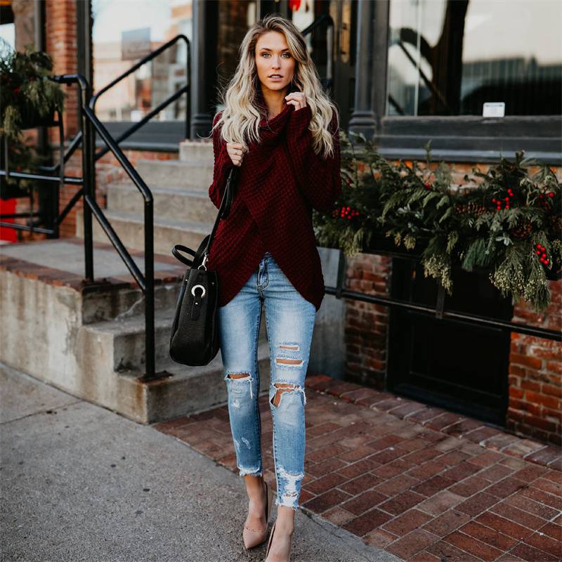 2024 Autumn Winter Sweater Ol Commuter Amazon Amazon Turtleneck Cardigan Solid Color Sweaters Women's Clothing One Piece Dropshipping - Image 33