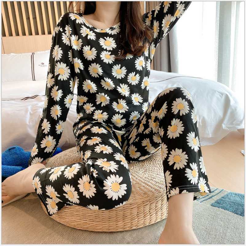 Spring and Autumn Cartoon Long Sleeve Pajamas Women's Trousers Large Size Cute Women's Winter Homewear Suit - Image 33
