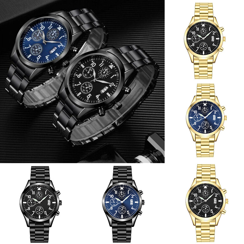 ZZ Luminous Calendar Metal Strap Men's Analog Quartz Formal Casual Wrist Watch Gift - Image 17