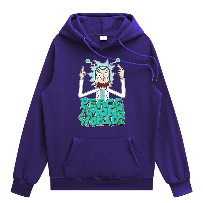 2024 Men Fashion Brands Pullover Leisure Hoodie Fleece-Lined Rick Morty Printed European and American Style Men's Clothing Sweatshirt - Image 12
