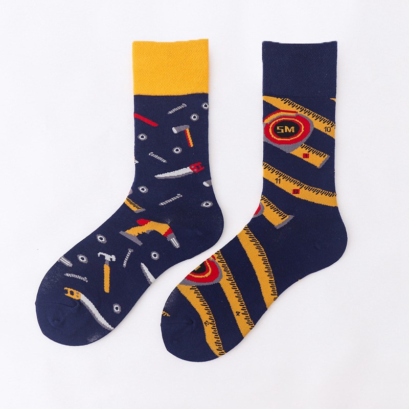 Mid-Calf AB Socks Men and Women Ins Trendy Socks Cartoon Street Cool European and American Version Cotton Socks Fashion Brand Fashionable Asymmetric Socks - Image 6