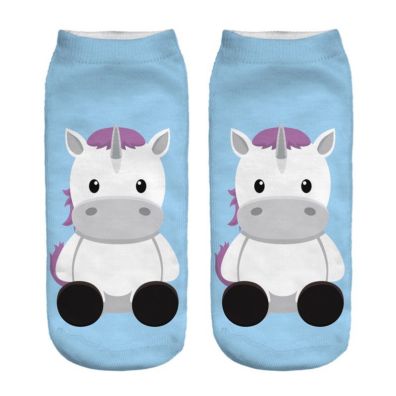 3D Digital Printing Socks Unicorn Unicorn Animal Expression Emoji Personality Boat Socks Women's Short Socks - Image 23