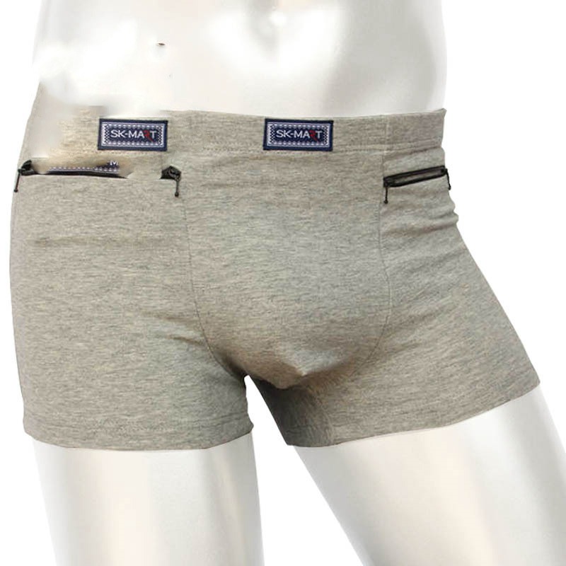 Men's Pockets Underwear Anti-theft Briefs Boxer Panties,two Zippers Pockets Cotton Underpants,mens Boxers Briefs,booty shorts - Image 4