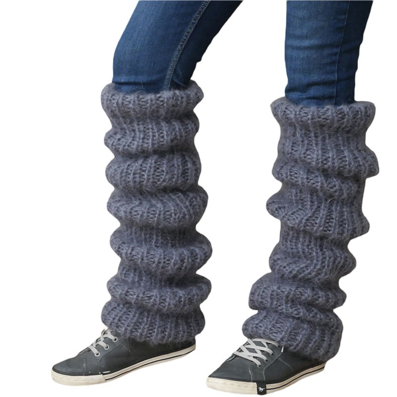 MXMA Women Casual Over Knee Stockings Winter Chunky Knitted Mohair Long Leg Warmers - Image 6