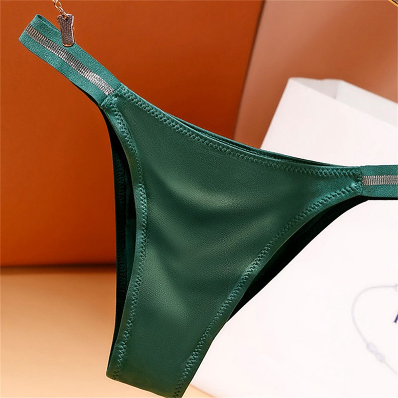 European and American Sexy Seamless Underwear Women's Pure Desire Mid-Waist Ice Silk Bikini Hip Lifting Triangle Underwear No Feeling Comfortable Cotton Crotch - Image 14