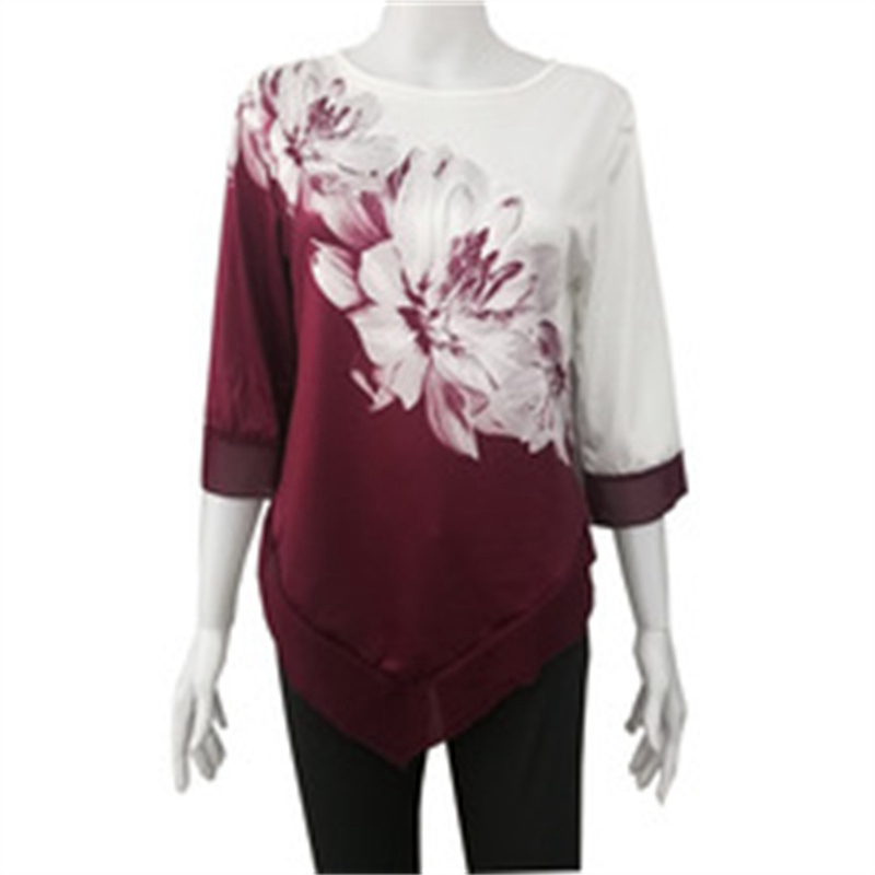 Fashion Street Spring/Summer 2024 Amazon Shirt European and American round Neck Loose Irregular Hem Blouse for Women - Image 6