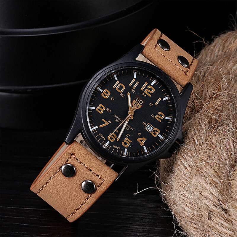 ZZ Men??s Military Leather Date Quartz Analog Army Casual Dress Wrist Watches UK - Image 8