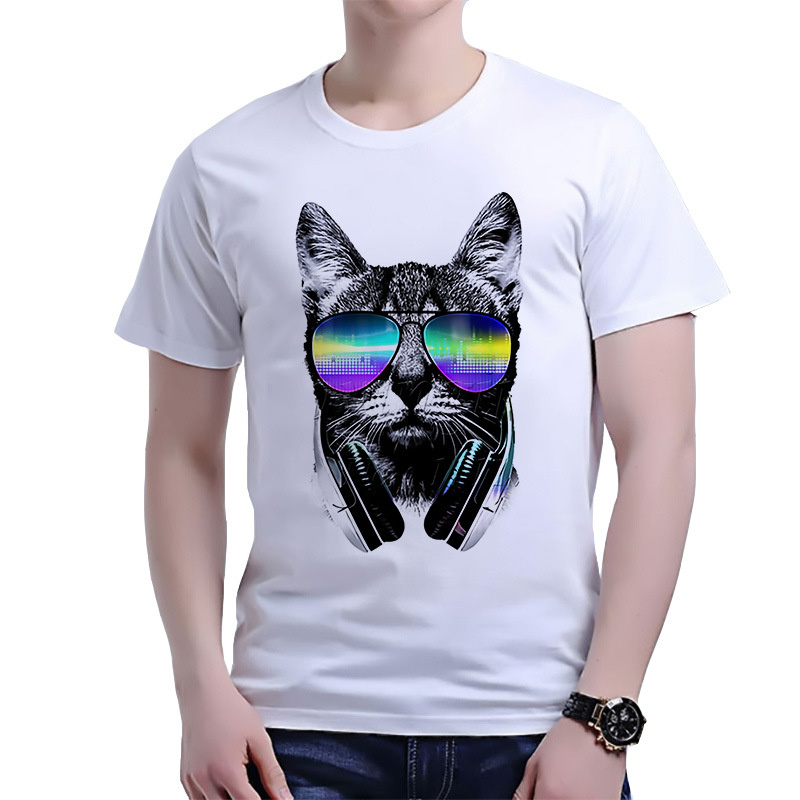 Wish AliExpress European and American Couple 3D Broken Paper Cat Cute Men's Printed T-shirt - Image 4